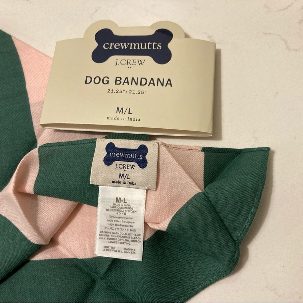 Dog Bandana New JCrew Crewmutts Rugby style 100% Organic Bandana